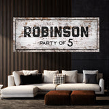 Family Name Party Of Wooden White Wall Art
