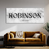 Family Name Sign Marble White Wall Art