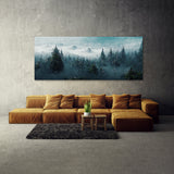 Foggy Mountain Forest Landscape Wall Art
