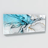 Marble Abstract Blue Gold Panoramic Wall Art