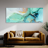 Marble Abstract Blue Turquoise Gold Wall Art