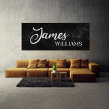 Nursery Baby Name Marble Black Wall Art