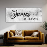 Nursery Baby Name Marble White Wall Art