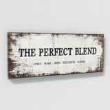 Perfect Blend Family Names White Wood Wall Art