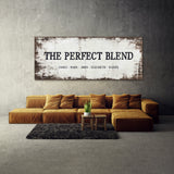 Perfect Blend Family Names White Wood Wall Art