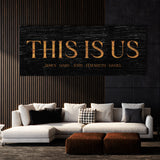 This Is Us Family Names Black Wood Wall Art