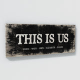 This Is Us Family Names Black Wood Wall Art