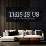 This Is Us Family Names Concrete Black Wall Art