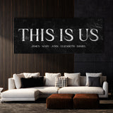 This Is Us Family Names Marble Black Wall Art