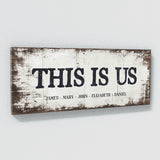 This Is Us Family Names White Wood Wall Art
