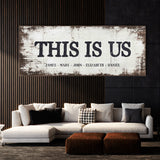 This Is Us Family Names White Wood Wall Art