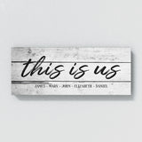 This Is Us Family Names White Wooden Wall Art
