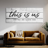 This Is Us Family Names White Wooden Wall Art