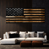 Usa Flag Black Wooden Wall Art