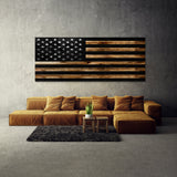 Usa Flag Black Wooden Wall Art