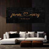 Wedding Couple Name Black Wood Wall Art