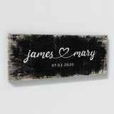 Wedding Couple Name Black Wood Grunge Wall Art
