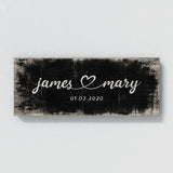 Wedding Couple Name Black Wood Grunge Wall Art