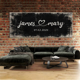 Wedding Couple Name Black Wood Grunge Wall Art