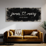 Wedding Couple Name Black Wood Grunge Wall Art