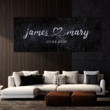 Wedding Couple Name Concrete Black Wall Art