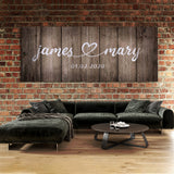 Wedding Couple Name Grey Wooden Wall Art