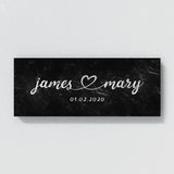 Wedding Couple Name Marble Black Wall Art