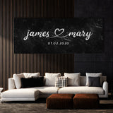 Wedding Couple Name Marble Black Wall Art
