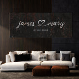 Wedding Couple Name Metal Rust Black Wall Art