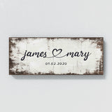 Wedding Couple Name White Wood Grunge Wall Art