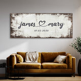 Wedding Couple Name White Wood Grunge Wall Art