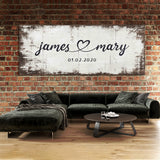 Wedding Couple Name White Wood Grunge Wall Art