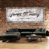 Wedding Couple Name Wooden White Wall Art