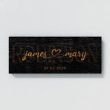 Wedding Family Name Black Wood Wall Art