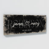 Wedding Family Name Black Wood Grunge Wall Art