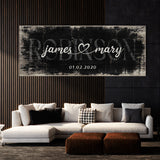 Wedding Family Name Black Wood Grunge Wall Art
