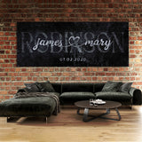 Wedding Family Name Concrete Black Wall Art