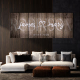 Wedding Family Name Grey Wooden Wall Art