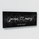 Wedding Family Name Marble Black Wall Art