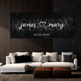 Wedding Family Name Marble Black Wall Art