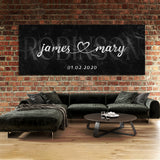 Wedding Family Name Marble Black Wall Art