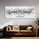 Wedding Family Name Marble White Wall Art