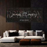 Wedding Family Name Metal Black Wall Art