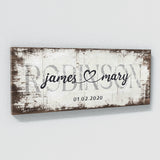 Wedding Family Name White Wood Grunge Wall Art