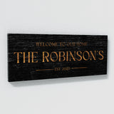 Welcome To Home Family Name Black Wood Wall Art
