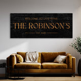 Welcome To Home Family Name Black Wood Wall Art