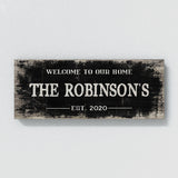 Welcome To Home Family Name Black Wood Wall Art