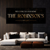 Welcome To Home Family Name Gold Wall Art