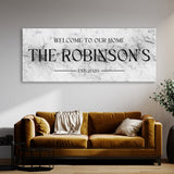 Welcome To Home Family Name Marble Wall Art