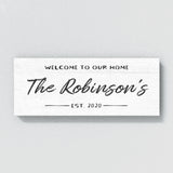 Welcome To Home Family Name White Wall Art